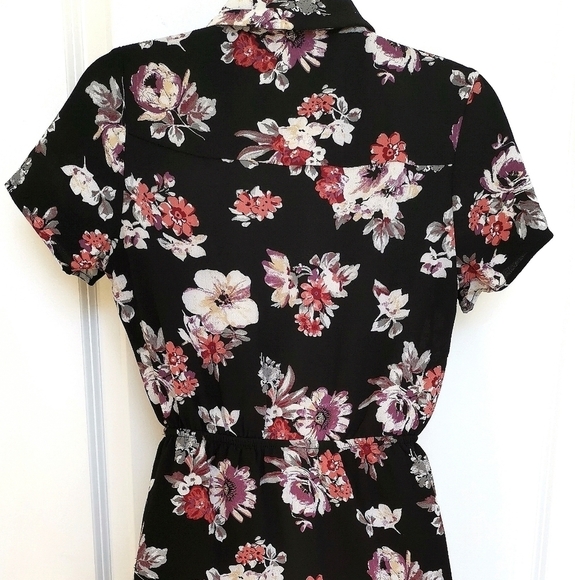 Black Purple Floral Dress Size Small - Picture 10 of 13